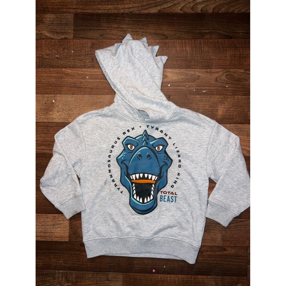 Total Beast Gray Dino Hoodie for Kids